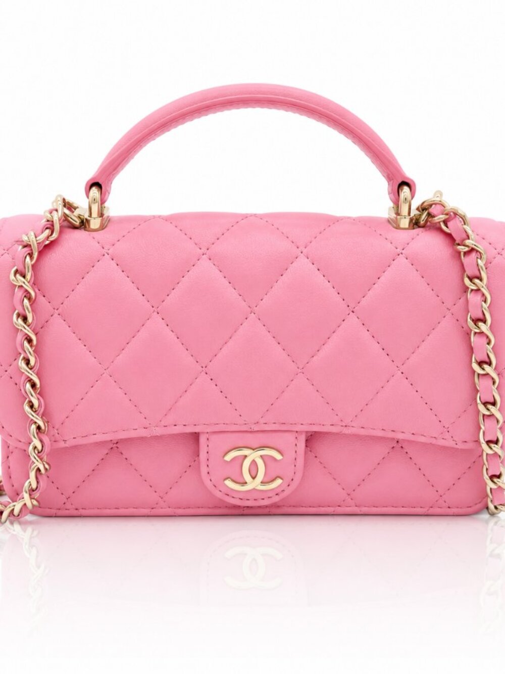 Chanel Mini Top Handle Rectangular Flap Bag – Pink Quilted Lambskin
